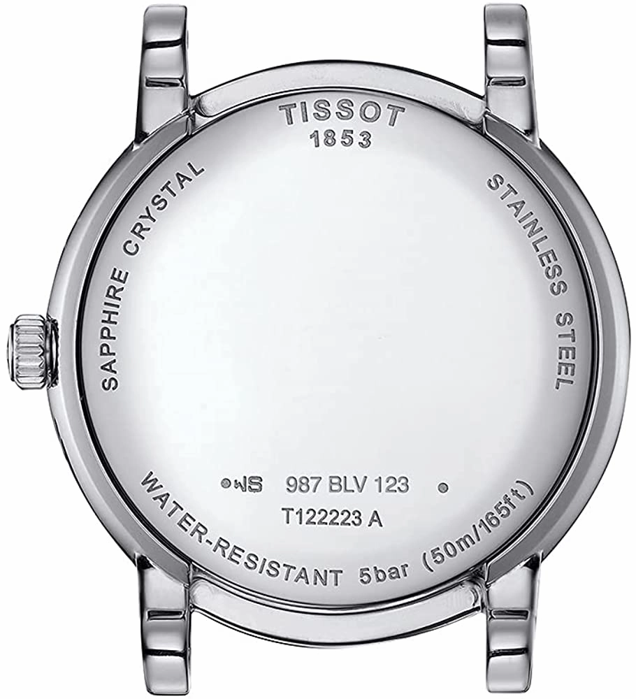 Tissot Women's Carson Moonphase 316L Stainless Steel case Swiss Quartz Watch Strap, Gray, 16 (Model: T1222231103300)