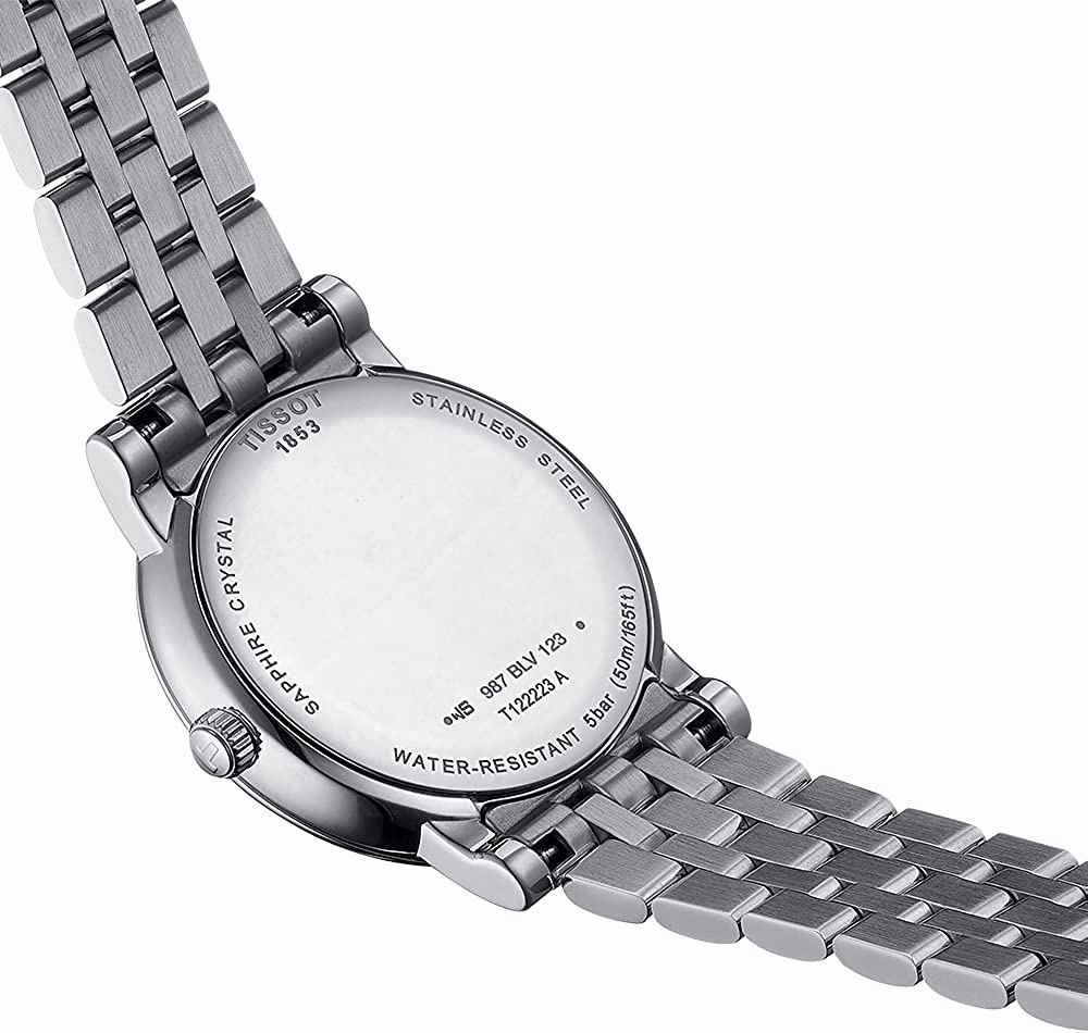 Tissot Women's Carson Moonphase 316L Stainless Steel case Swiss Quartz Watch Strap, Gray, 16 (Model: T1222231103300)