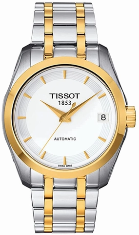 Tissot Women's Couturier 316L Stainless Steel case Swiss Automatic Watch Strap, Grey, 18 (Model: T0352072201100)