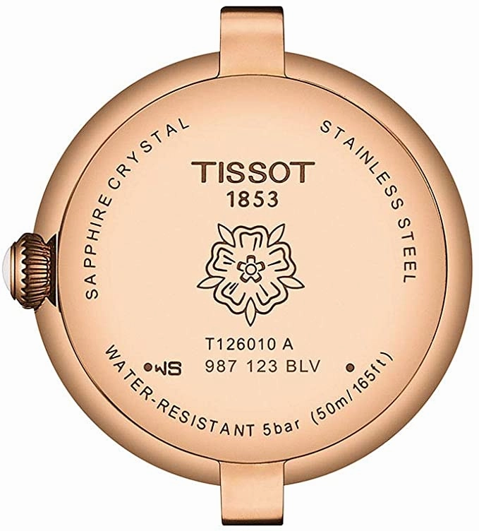 Tissot womens Bellissima 316L stainless steel case with rose gold PVD coating Dress Watch Brown T1260103601300