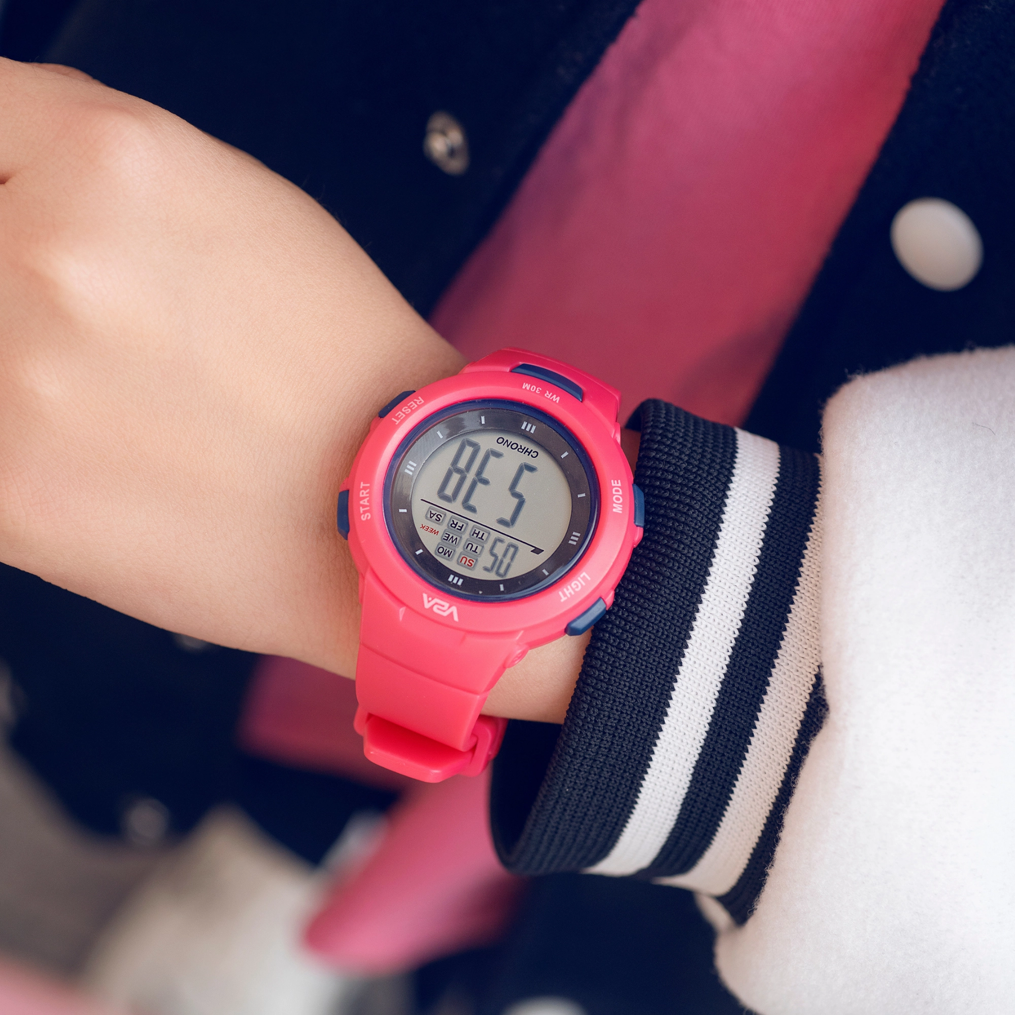 V2A Digital Water Resistant Pink Color Sports Watch for Women and Girls
