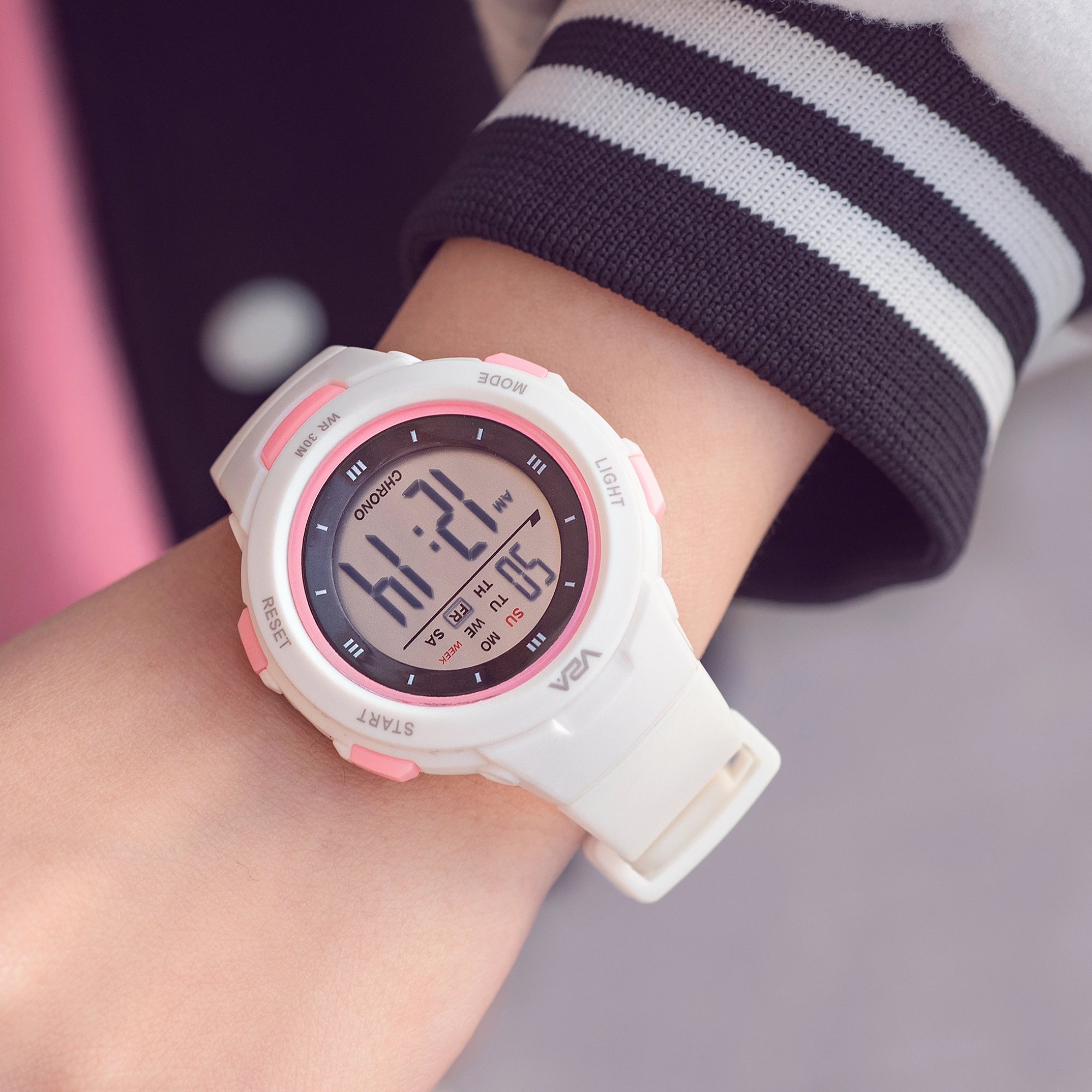 V2A Digital Water Resistant Pink Color Sports Watch for Women and Girls