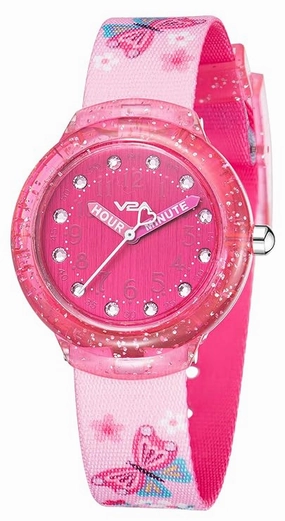V2A Girls Analogue Watch ?Pink | Glitter Sparkle Case, Printed Strap, 30M Waterproof | Fun & Educational Time Learning Watch for Kids Ages 3-10 | Quartz Movement | Ideal Birthday or Return Gift