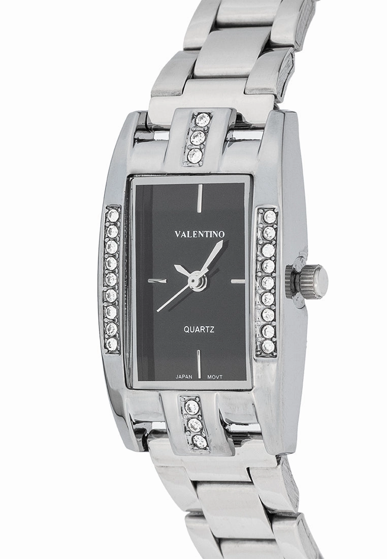 Valentino 20122384-BLACK DIAL Stainless Steel Strap Analog Watch for Women