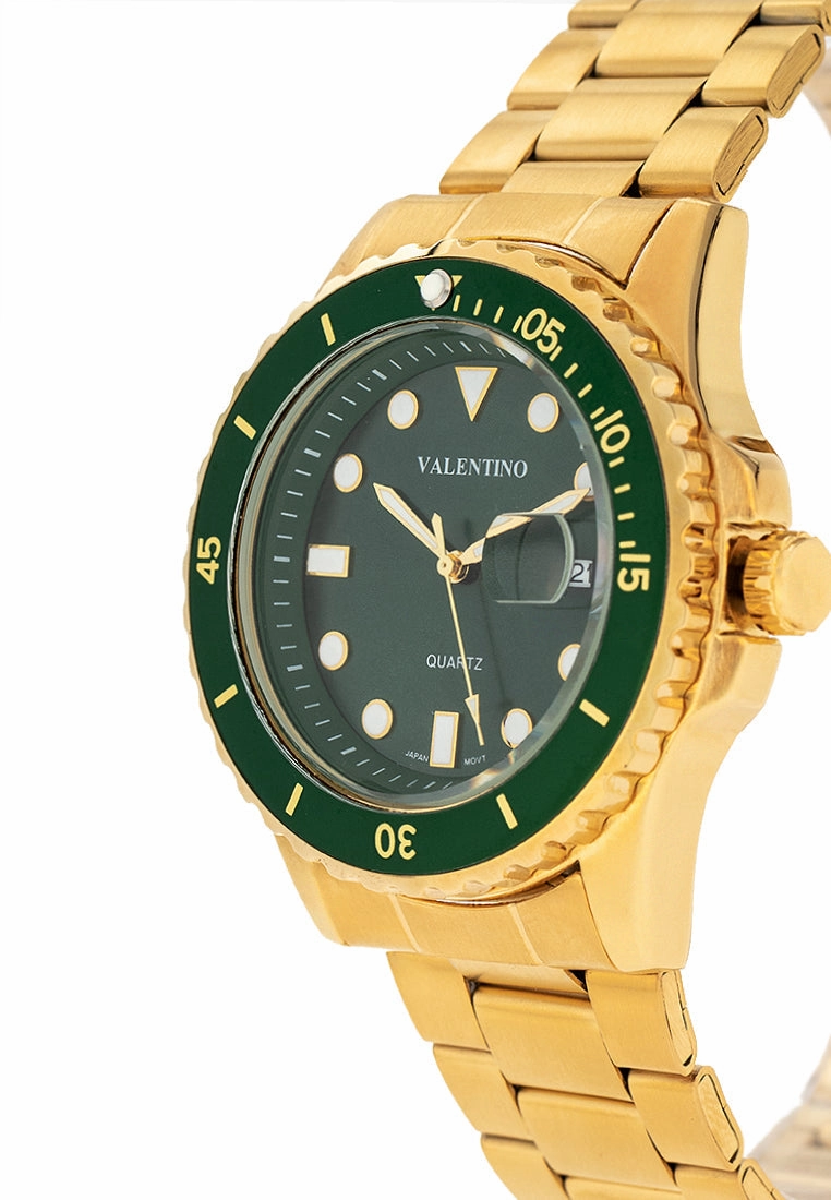Valentino 20122409-GOLD - GREEN DIAL Stainless Steel Strap Analog Watch for Men