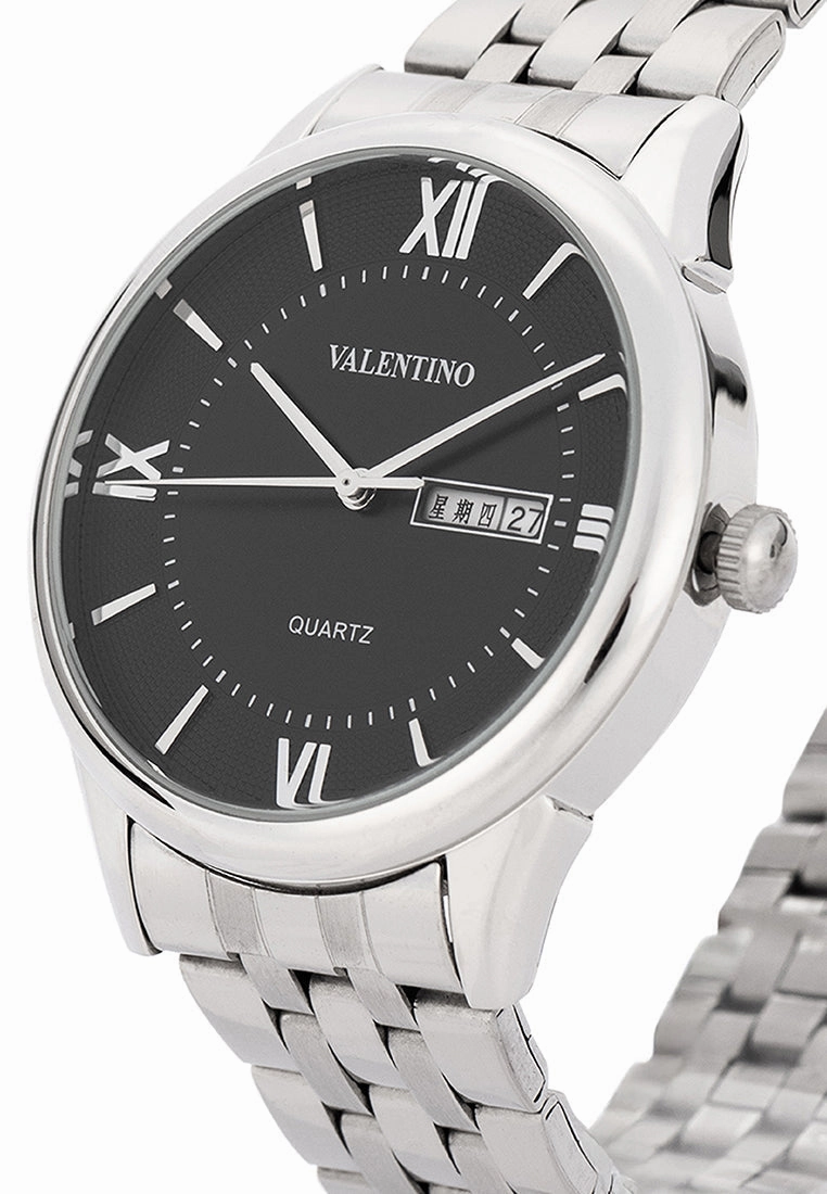 Valentino Stainless Steel Strap Analog Watch for Men 20122480-BLACK DIAL