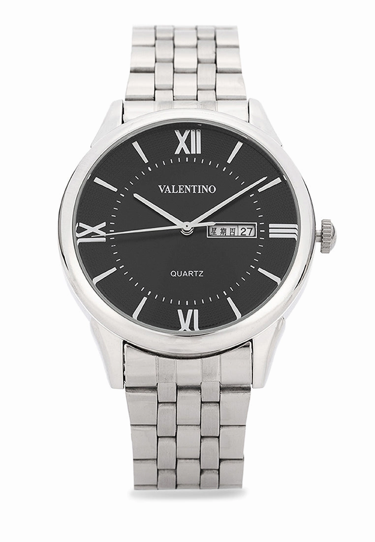 Valentino Stainless Steel Strap Analog Watch for Men 20122480-BLACK DIAL