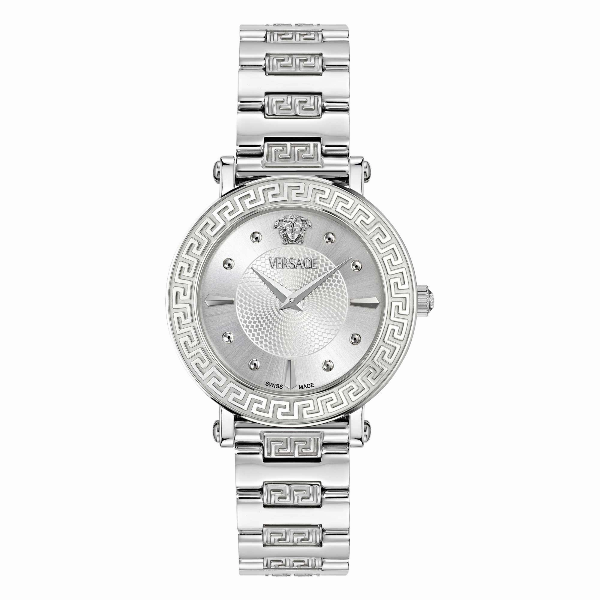 Versace Ladies Greca Sphere Silver White Sunray Watch VE9C00324
