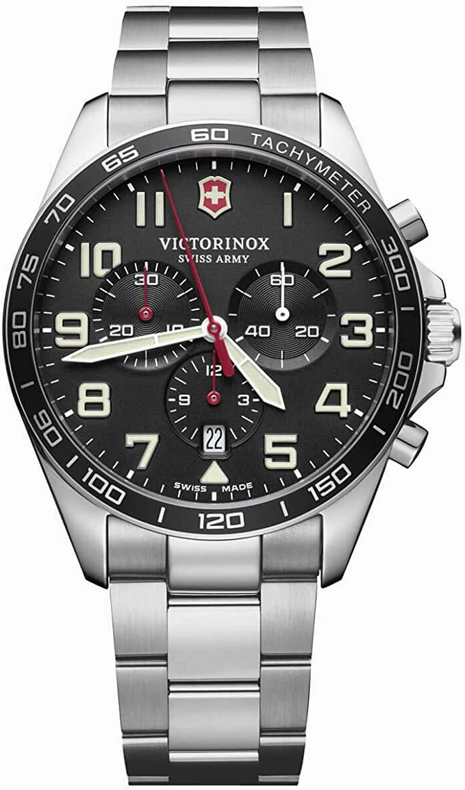Victorinox Fieldforce Chrono, Black dial, Stainless Steel Bracelet