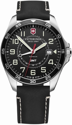 Victorinox FieldForce GMT Black dial, Black Leather Strap