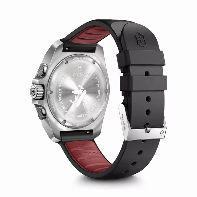 Victorinox Inox 43 Chrono Black Dial Rubber Strap Watch 241983