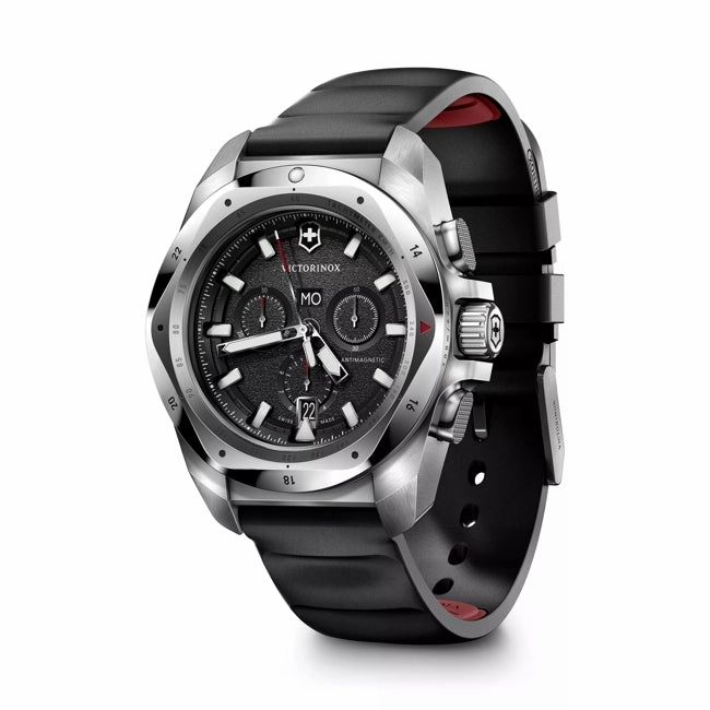 Victorinox Inox 43 Chrono Black Dial Rubber Strap Watch 241983
