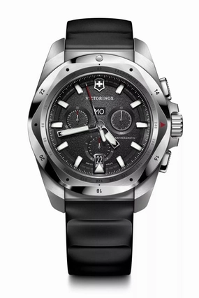 Victorinox Inox 43 Chrono Black Dial Rubber Strap Watch 241983
