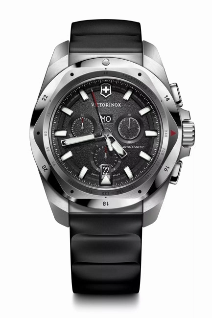 Victorinox Inox 43 Chrono Black Dial Rubber Strap Watch 241983