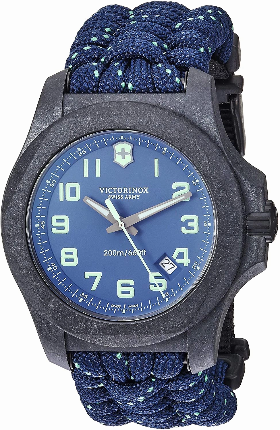 Victorinox Men's I.N.O.X Carbon Swiss Quartz Sport Watch with Nylon Strap, Gray, 24.7 (Model: 241861)