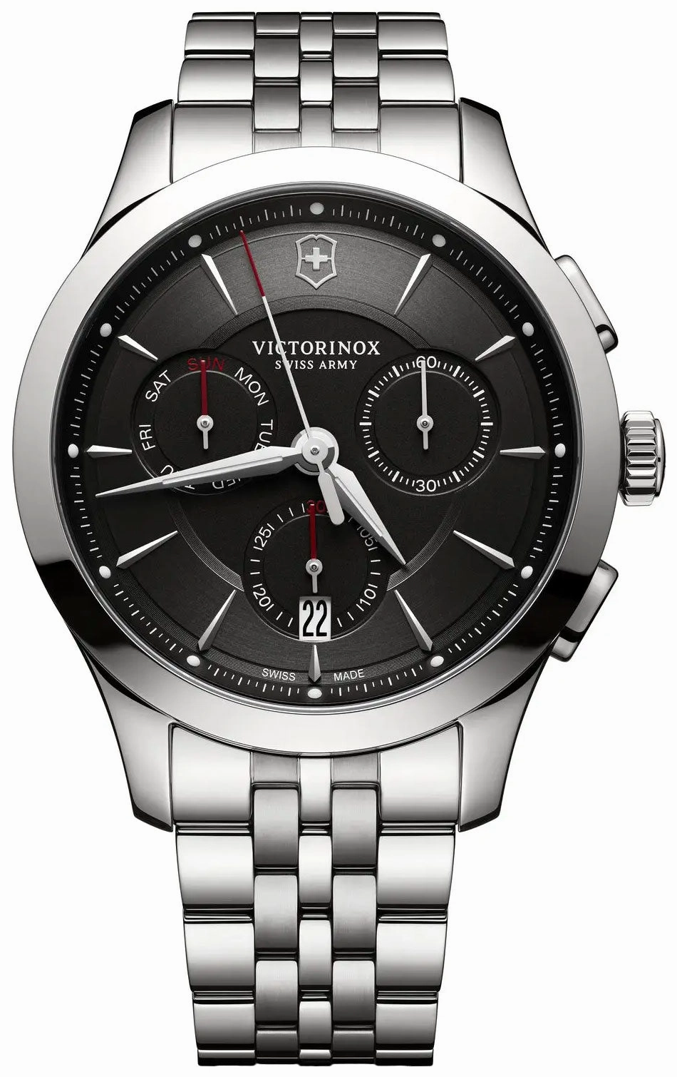 Victorinox Swiss Army Alliance Chronograph Stainless Steel Black Dial Date Mens Watch 241745