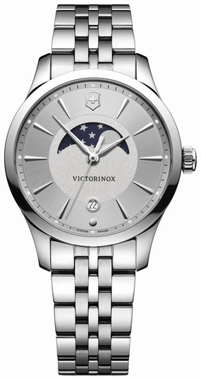 Victorinox Swiss Army Alliance Small Stainless Steel Silver Dial Moonphase Date Womens Watch 241833