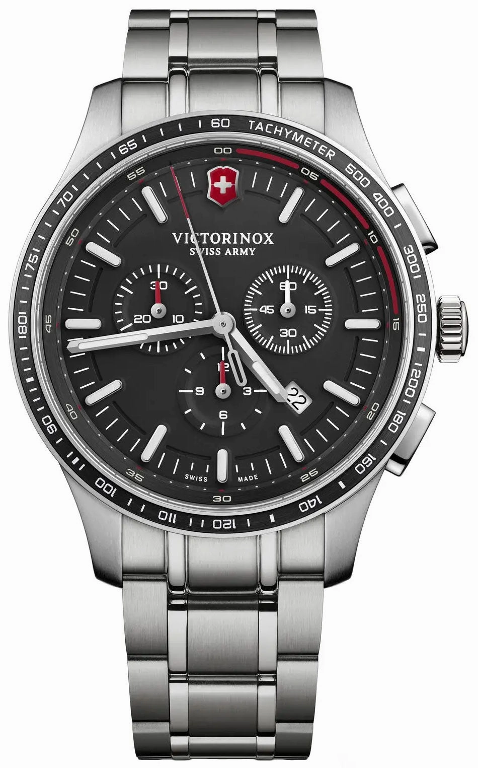 Victorinox Swiss Army Alliance Sport Chronograph Stainless Steel Black Dial Date Mens Watch 241816