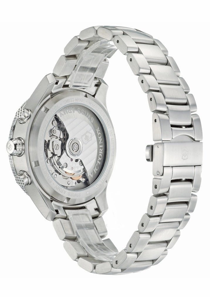 Victorinox Swiss Army Ambassador Clous de Paris Chrono Automatic Silver Dial Date Stainless Steel Mens Watch 241191
