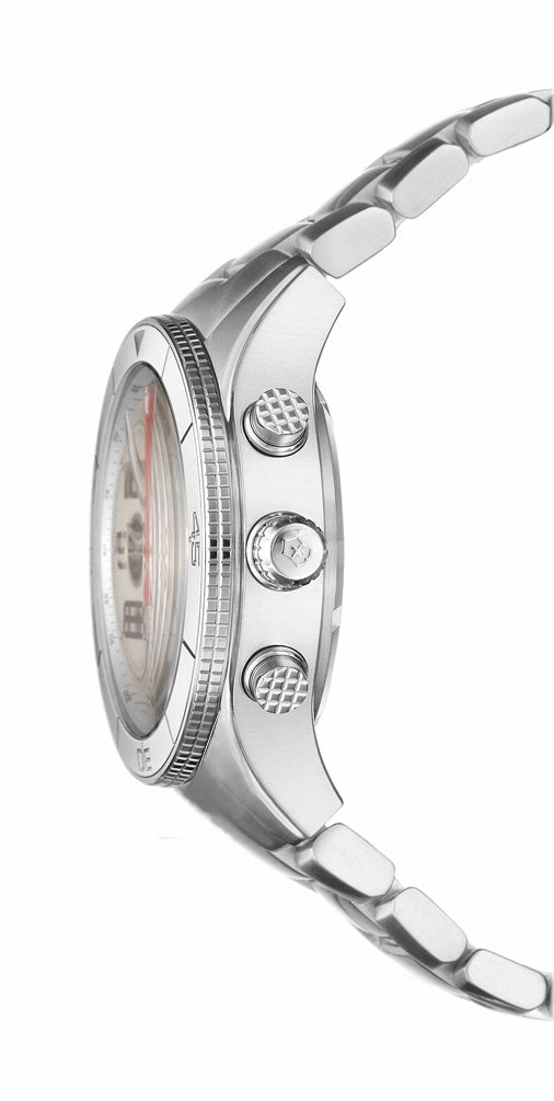 Victorinox Swiss Army Ambassador Clous de Paris Chrono Automatic Silver Dial Date Stainless Steel Mens Watch 241191
