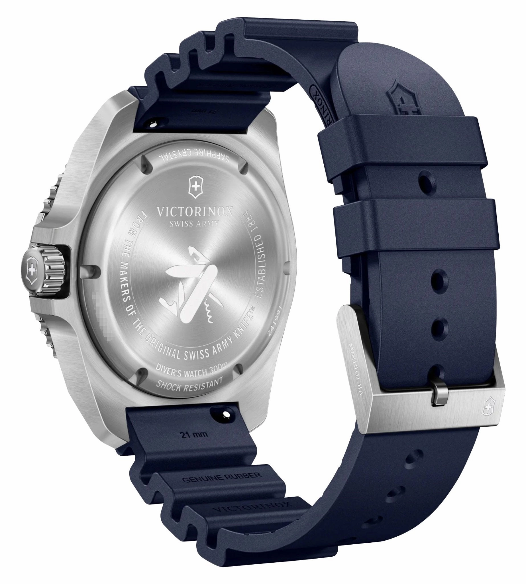 Victorinox Swiss Army Dive Pro Stainless Steel Blue Dial Blue Rubber Strap Date Divers Quartz Mens Watch 241991