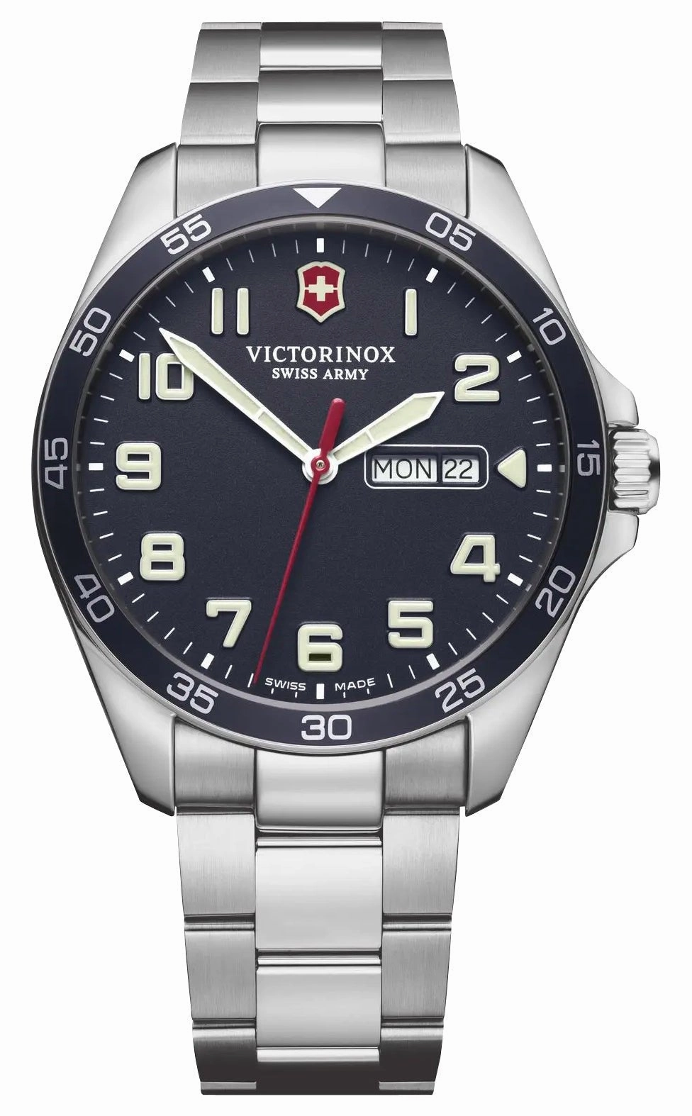 Victorinox Swiss Army Fieldforce Stainless Steel Blue Dial Day/Date Quartz Mens Watch 241851