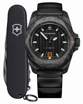 Victorinox Swiss Army I.N.O.X. Automatic Black Carbon Black Dial Black Rubber Strap Date Divers Mens Watch 242023.1