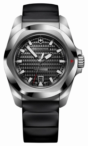 Victorinox Swiss Army I.N.O.X. Automatic Stainless Steel Black Dial Black Rubber Strap Date Divers Mens Watch 242039