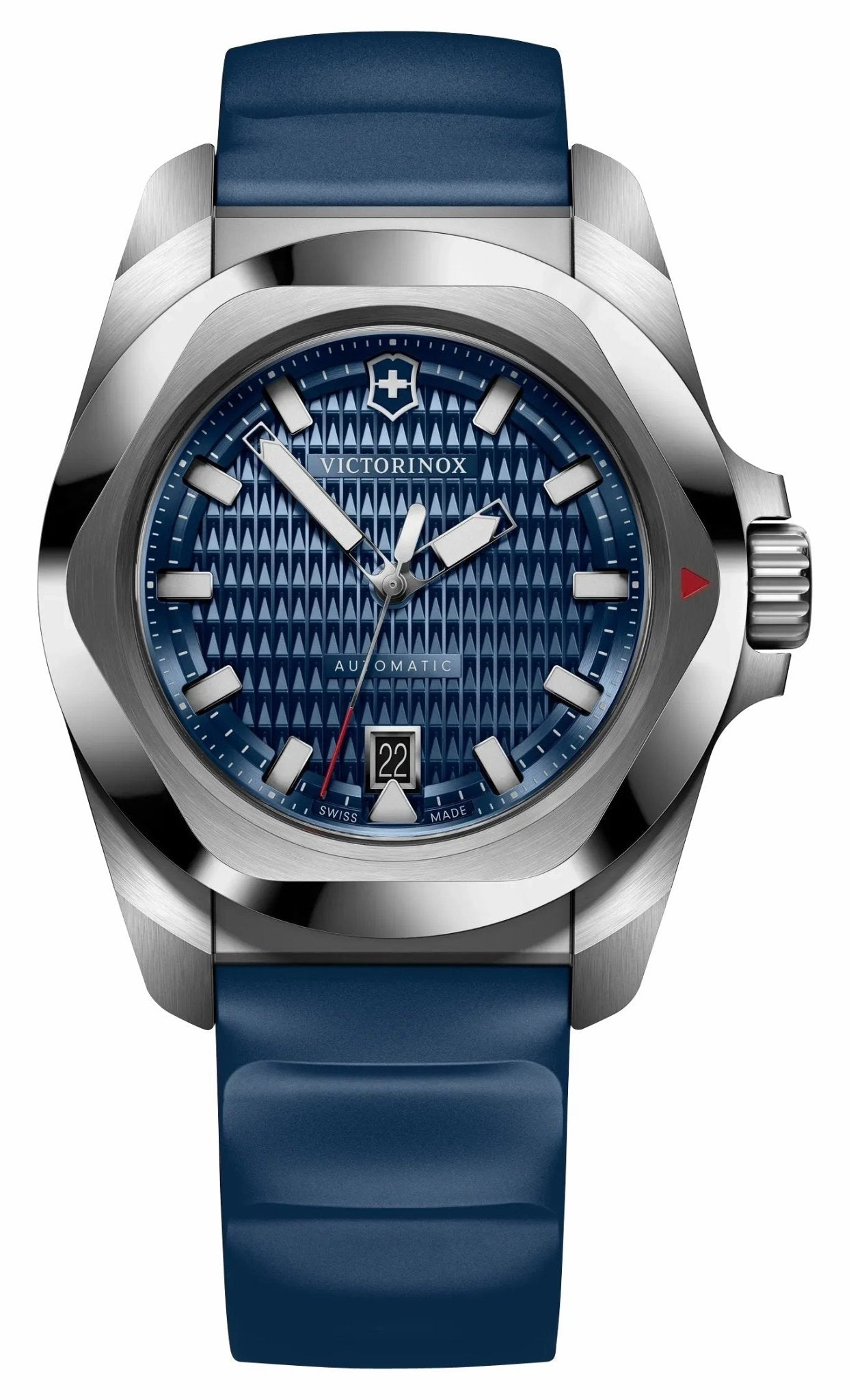 Victorinox Swiss Army I.N.O.X. Automatic Stainless Steel Blue Dial Brown Wood Interchangeable Blue Rubber Strap Date Divers Mens Watch 242018.1