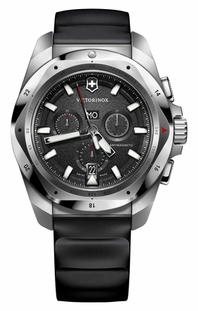 Victorinox Swiss Army I.N.O.X. Chronograph Stainless Steel Black Dial Black Rubber Strap Day/Date Divers Quartz Mens Watch 241983