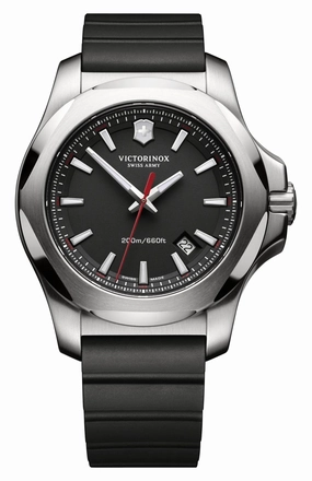 Victorinox Swiss Army I.N.O.X. Stainless Steel Black Dial Black Rubber Strap Date Divers Quartz Mens Watch 241682.1