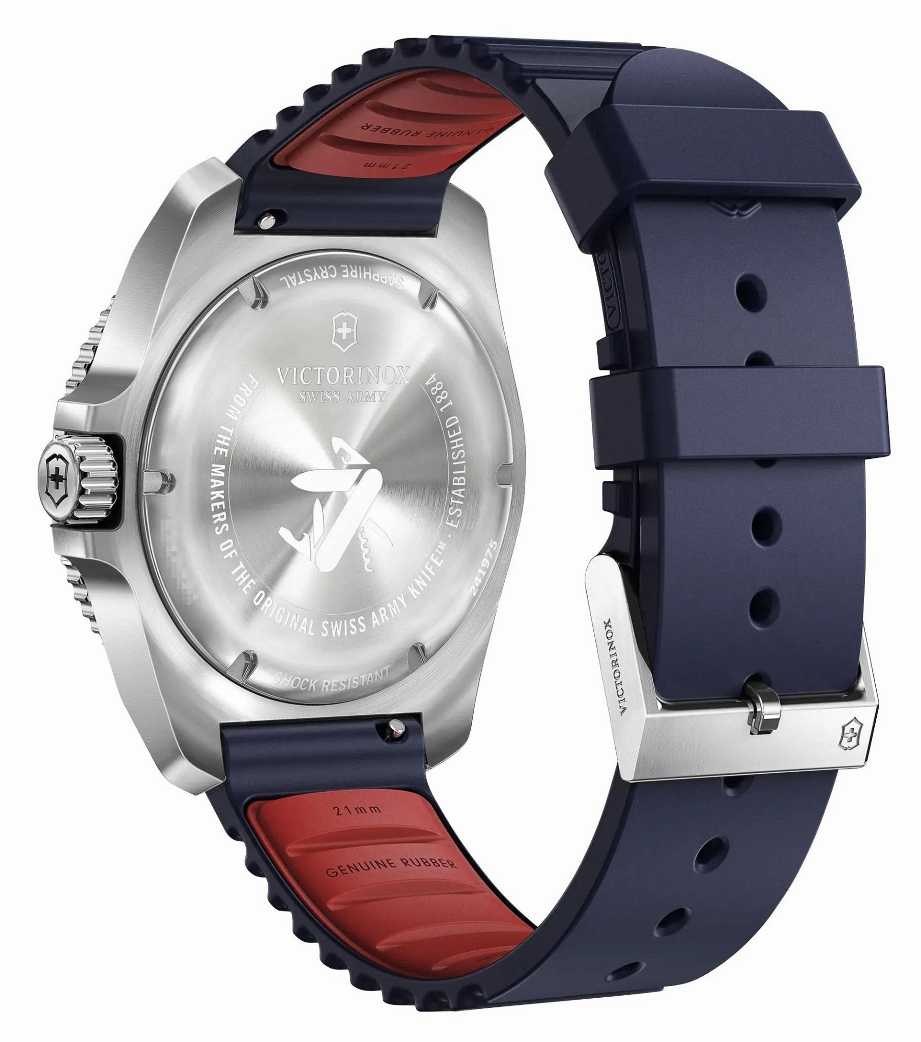 Victorinox Swiss Army Journey 1884 Stainless Steel Blue Dial Blue Rubber Strap Date Divers Quartz Mens Watch 241975