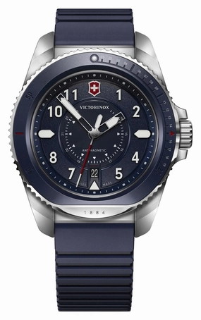 Victorinox Swiss Army Journey 1884 Stainless Steel Blue Dial Blue Rubber Strap Date Divers Quartz Mens Watch 241975