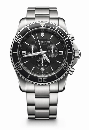 Victorinox Swiss Army Maverick Chronograph Stainless Steel Black Dial Date Mens Watch 241695