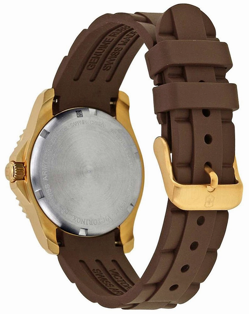 Victorinox Swiss Army Maverick GS Gold Plated Steel 241615 Womens Watch Brown Dial Rubber Strap