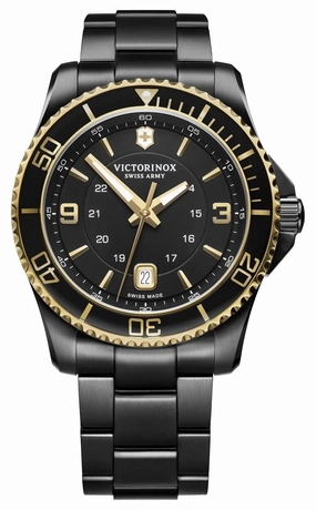 Victorinox Swiss Army Maverick Large Black Stainless Steel Black Dial Date Quartz Mens Watch 241884