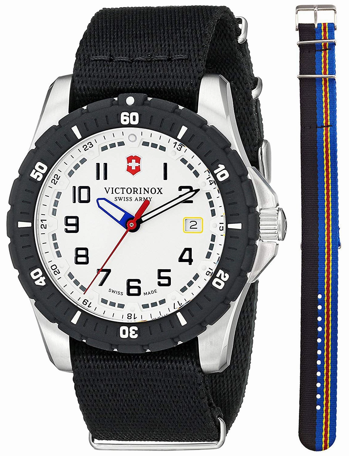 Victorinox Swiss Army Maverick Steel 241676.1 Mens Watch White Dial Nylon NATO Strap