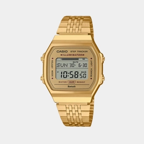 Vintage Unisex Quartz Gold Dial Digital Stainless Steel Watch ABL-100WEG-9ADF D368