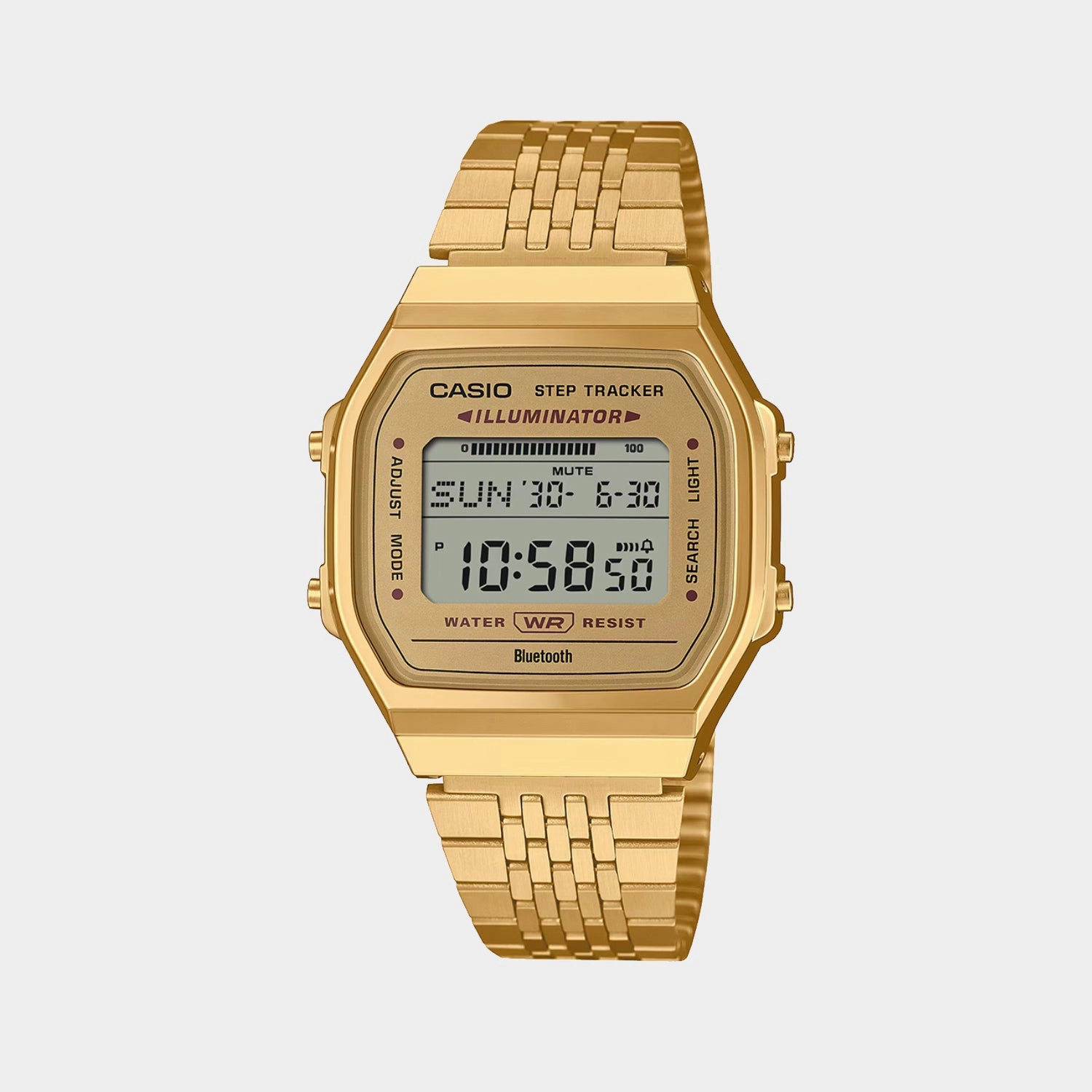 Vintage Unisex Quartz Gold Dial Digital Stainless Steel Watch ABL-100WEG-9ADF D368