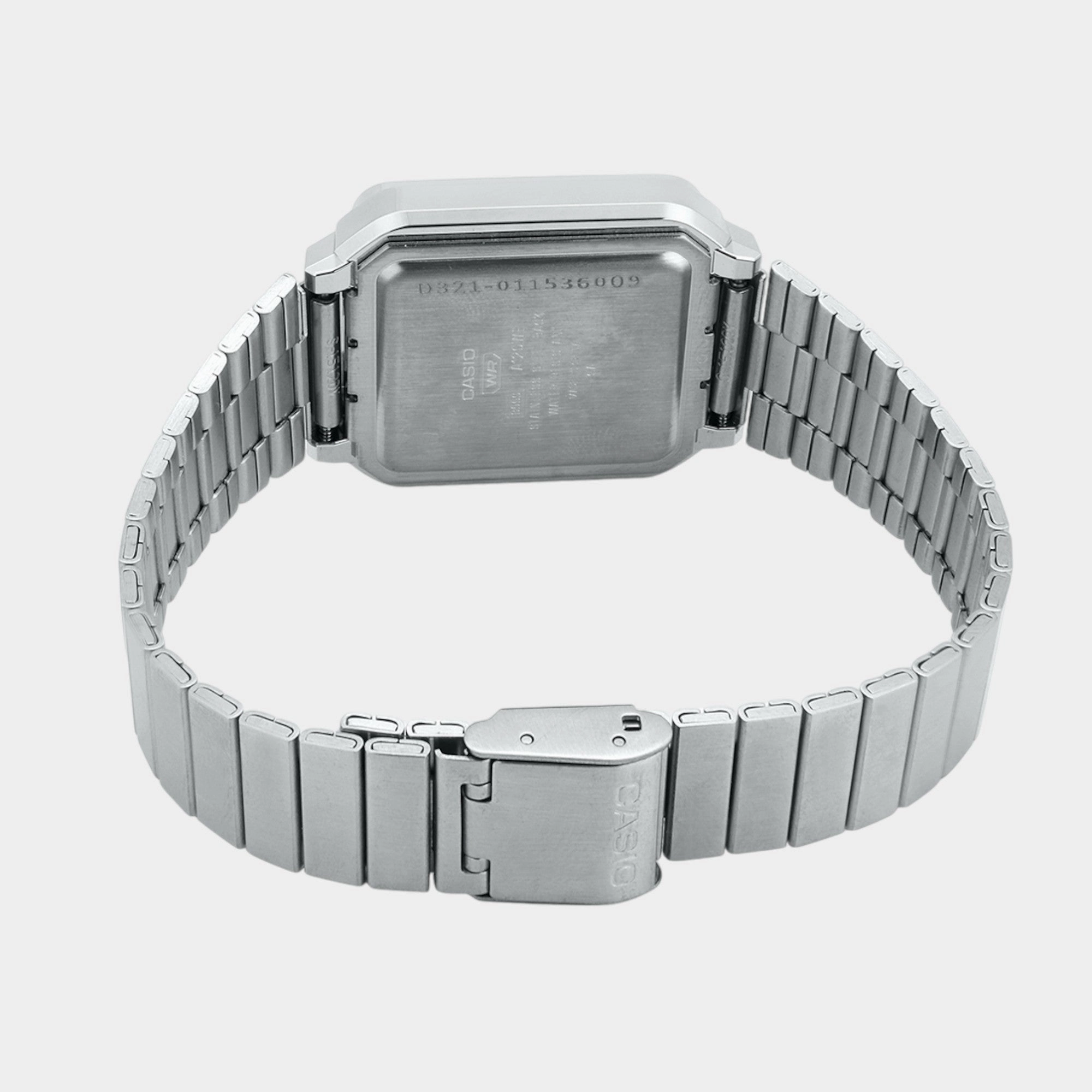Vintage Unisex Quartz Silver Dial Digital Stainless Steel Watch A120WE-1ADF D321