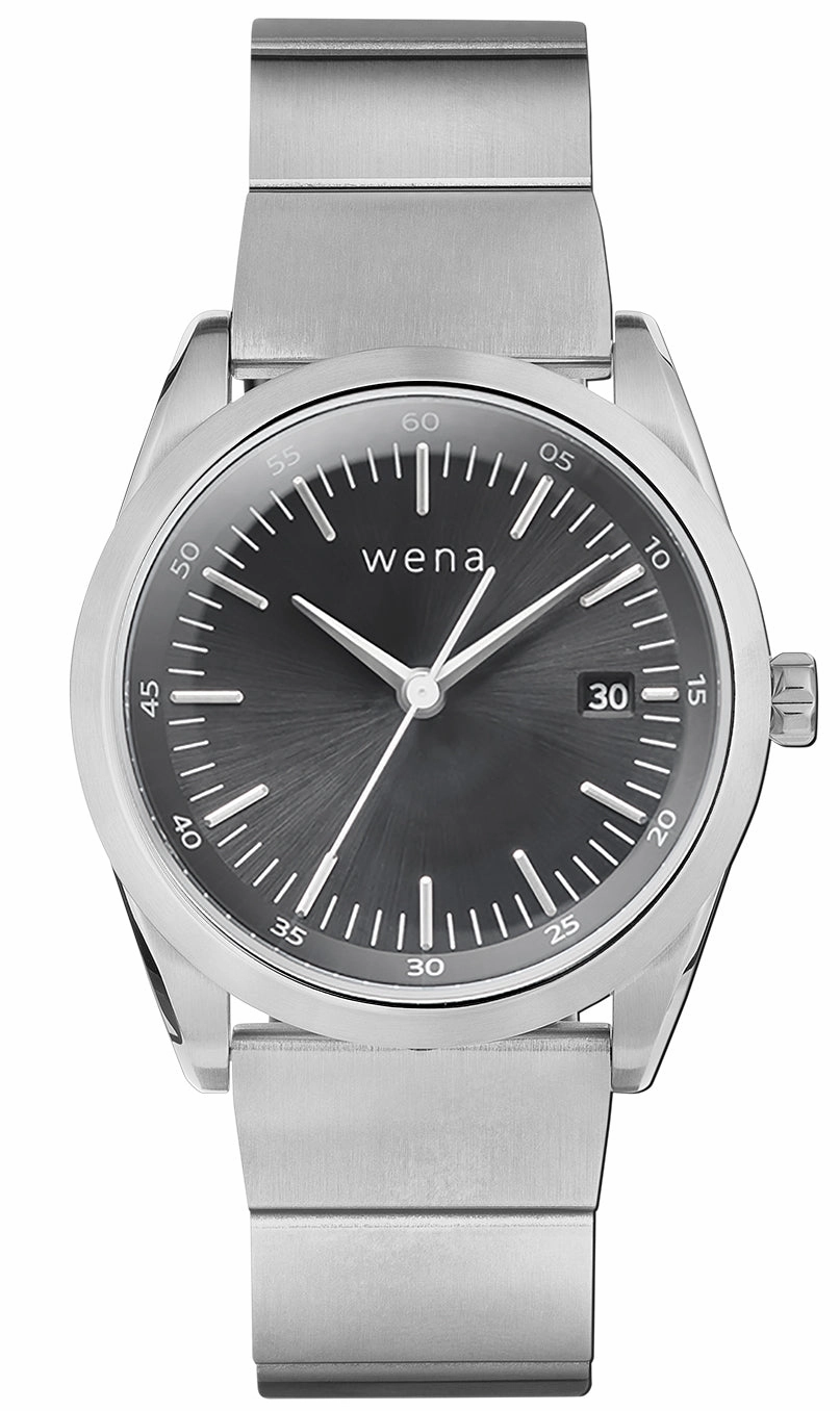 Wena Watch Wrist Pro With Silver Solar Three Hands Face
