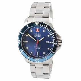 Wenger Men's Swiss Quartz Watch - Seaforce Blue Dial Silver Bracelet | 01.0641.222S