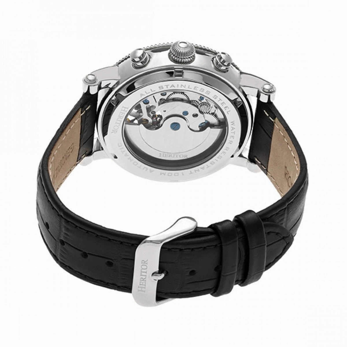 Winston Semi-Skeleton Leather-Band Watch