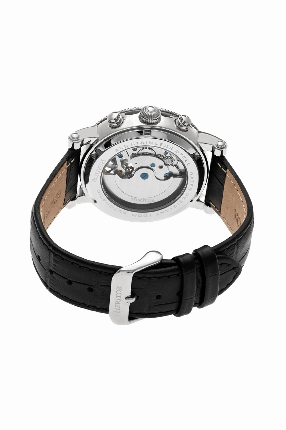 Winston Semi-Skeleton Leather-Band Watch