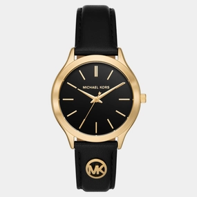 Women Quartz Black Dial Analog Leather Watch MK7482