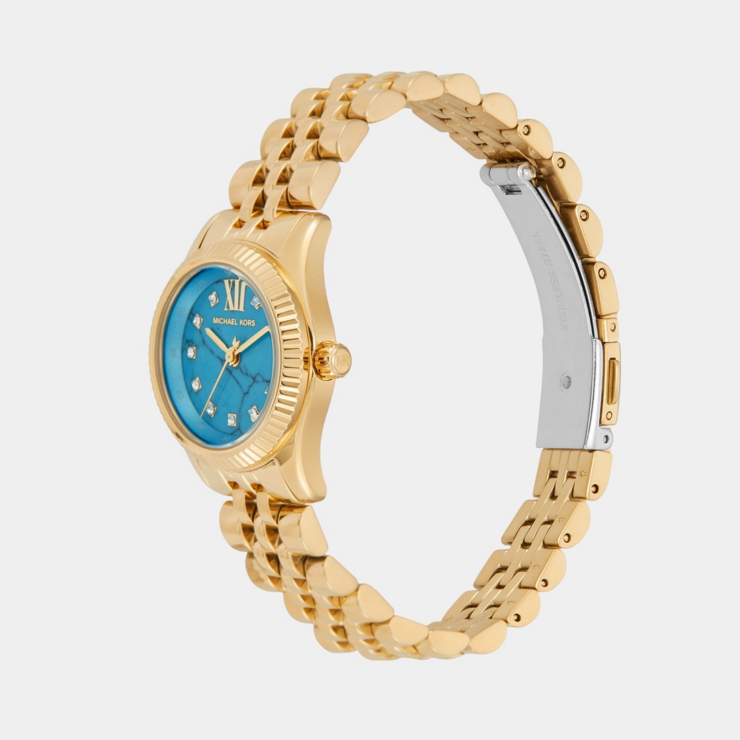 Women Quartz Blue Dial Analog Stainless Steel Watch MK4813