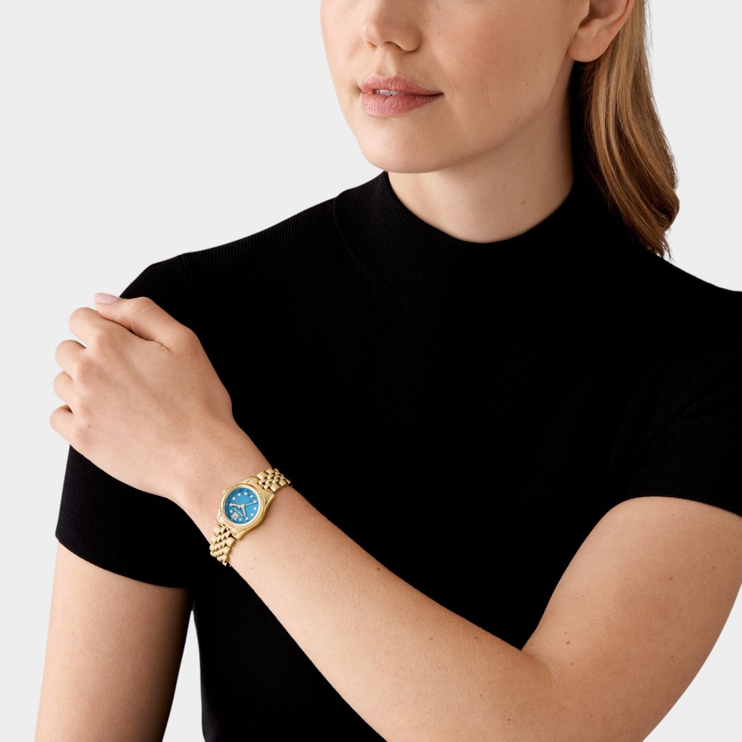 Women Quartz Blue Dial Analog Stainless Steel Watch MK4813