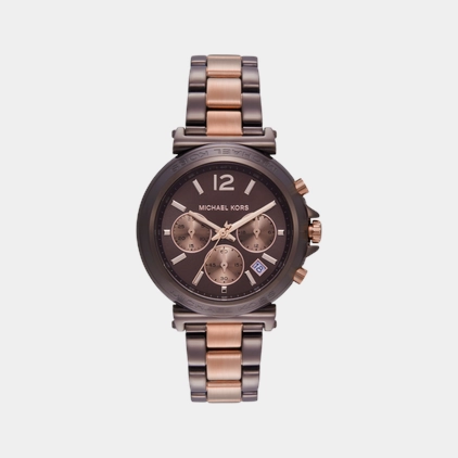 Women Quartz Brown Dial Chronograph Stainless Steel Watch MK7496