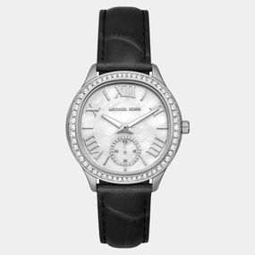 Women Quartz Mother Of Pearl Dial Analog Leather Watch MK4821