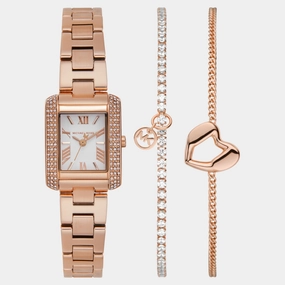 Women Quartz White Dial Analog Stainless Steel Watch MK7512SET